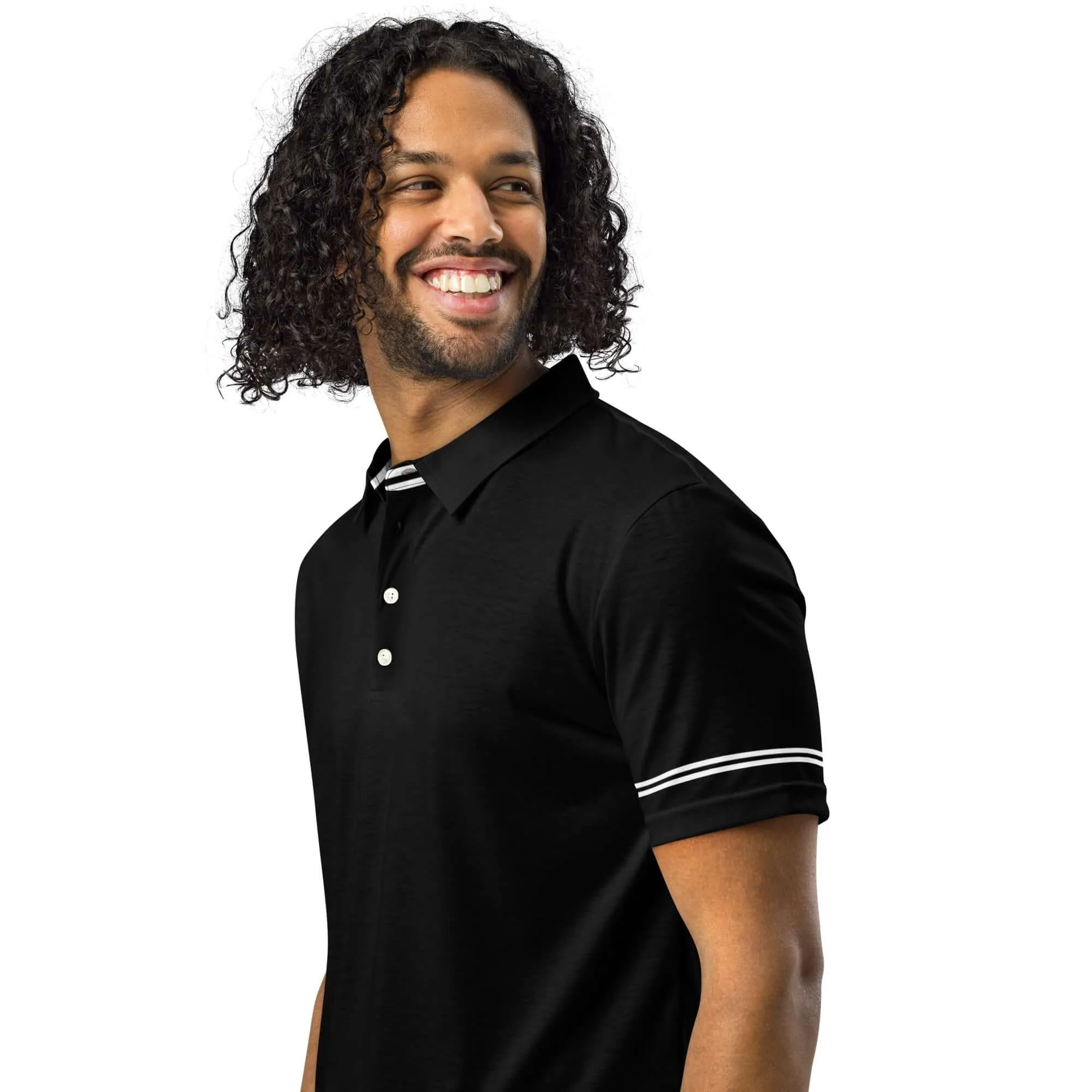 Men’s Slim Fit Polo Shirt in Black White Trim, lioness-love