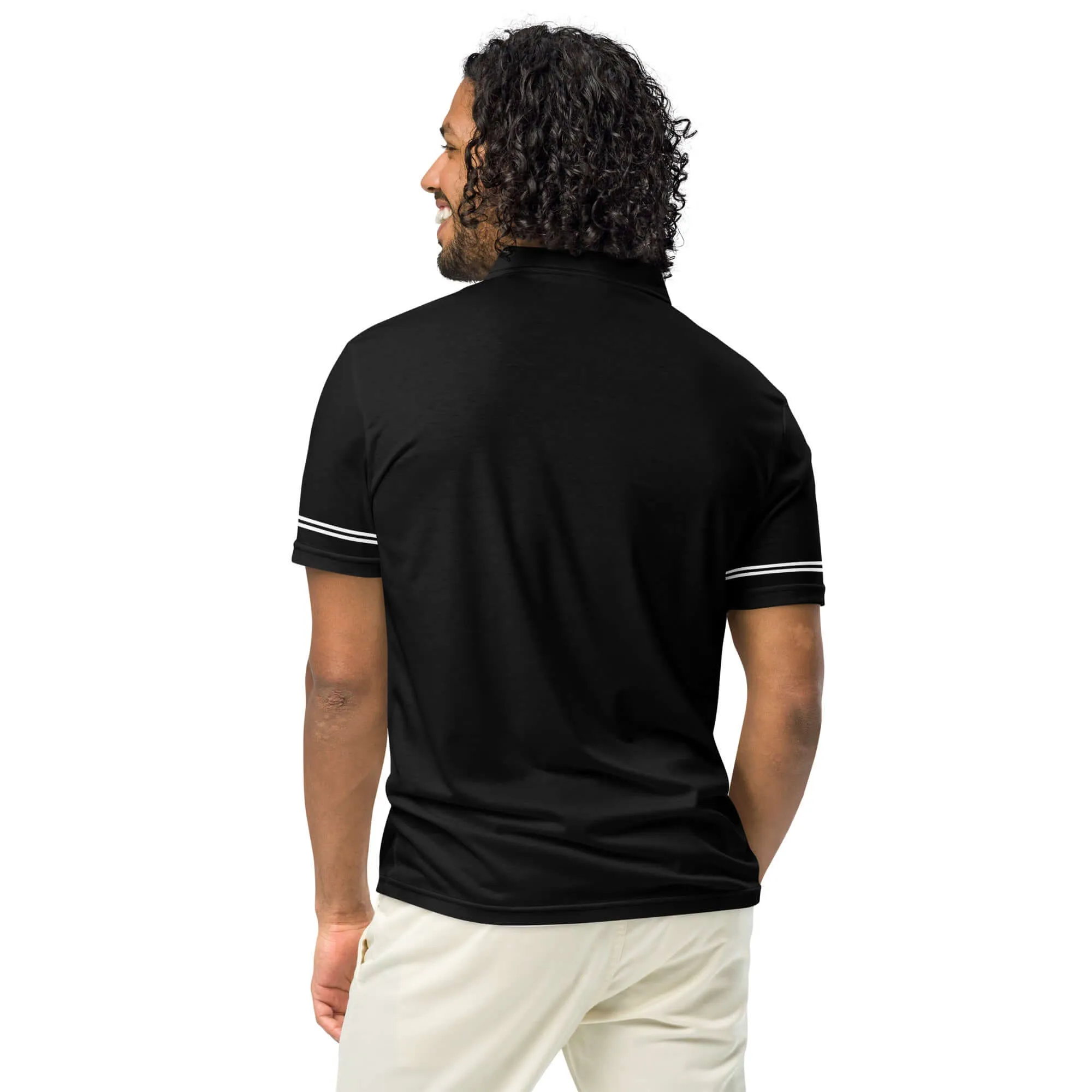 Men’s Slim Fit Polo Shirt in Black White Trim, lioness-love