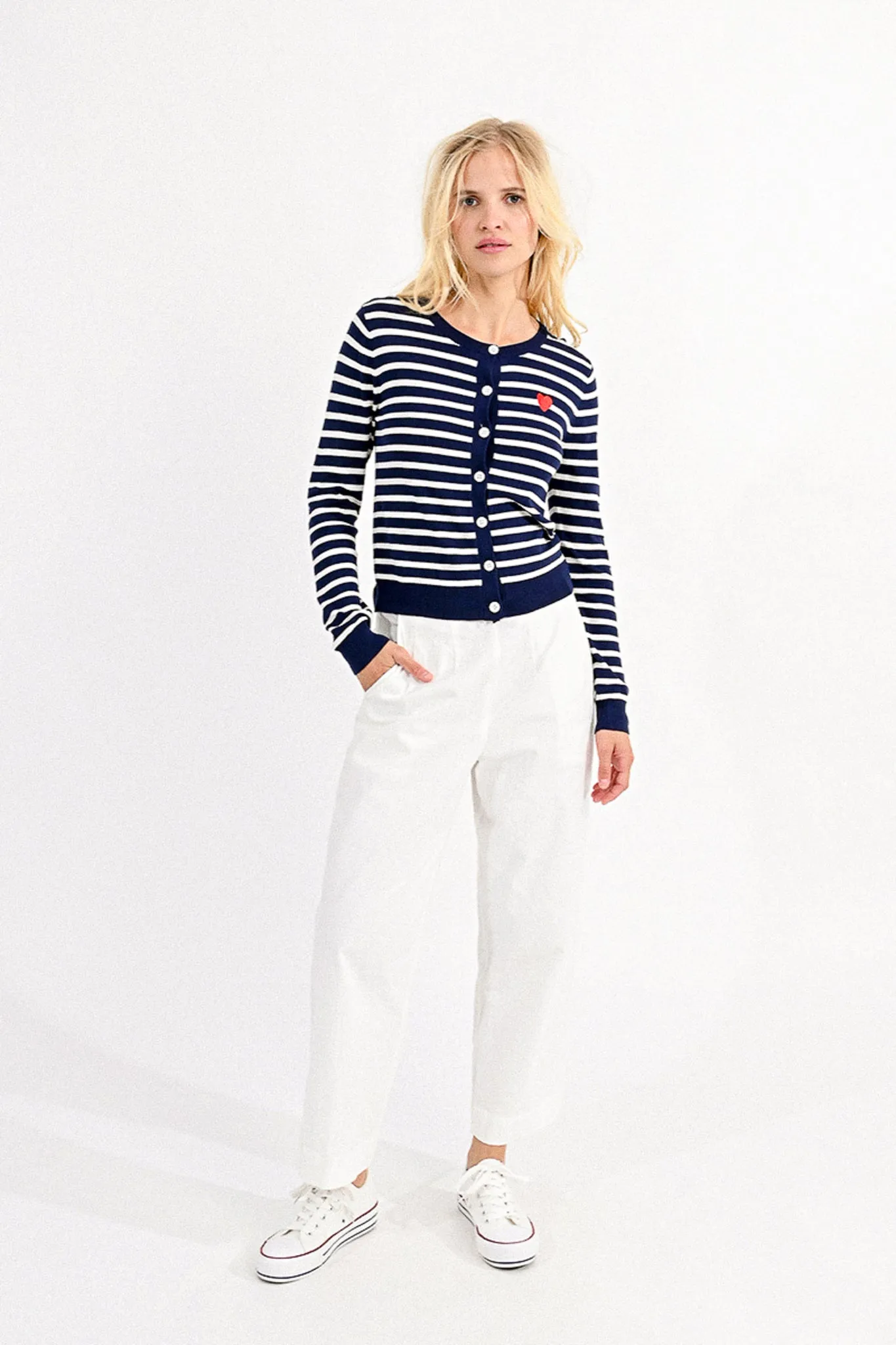 Molly Bracken Navy/White Striped Cardigan