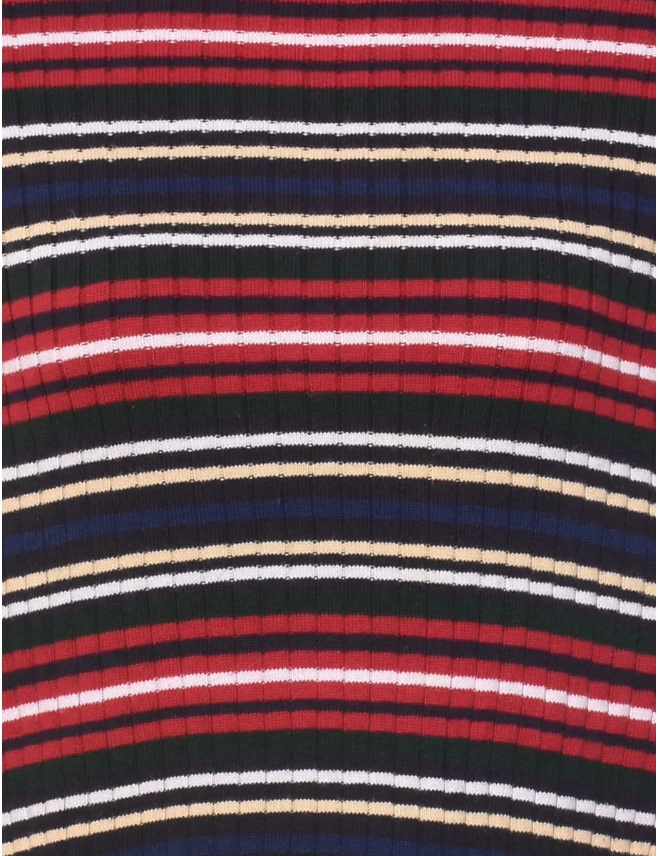 Multi-colour Striped Turtleneck Jumper - L