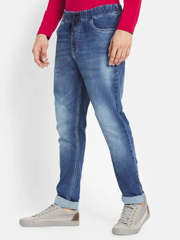 Octave Men Blue Straight Fit Heavy Fade Stretchable Jeans