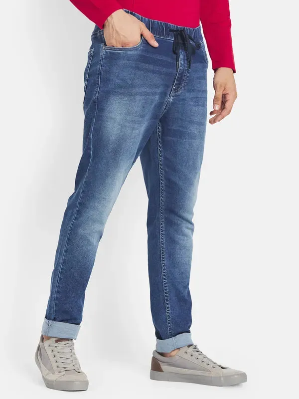 Octave Men Blue Straight Fit Heavy Fade Stretchable Jeans