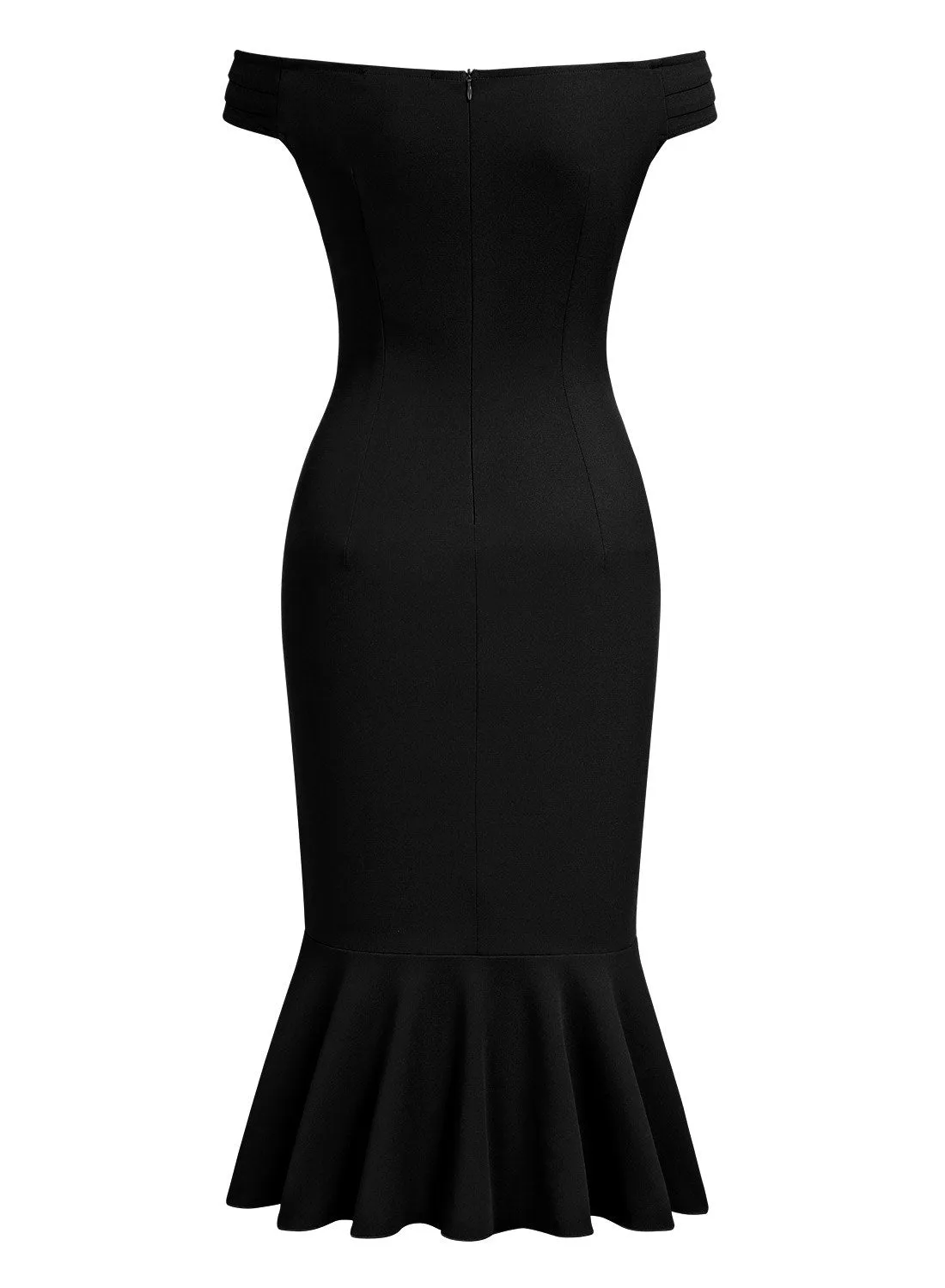 Off Shoulder Ruffle Pleat Waist Cocktail Dress