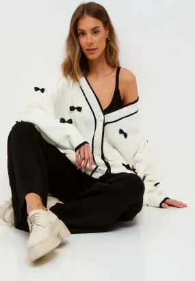 Oversized Jogger Set Cardigan and Pants - White