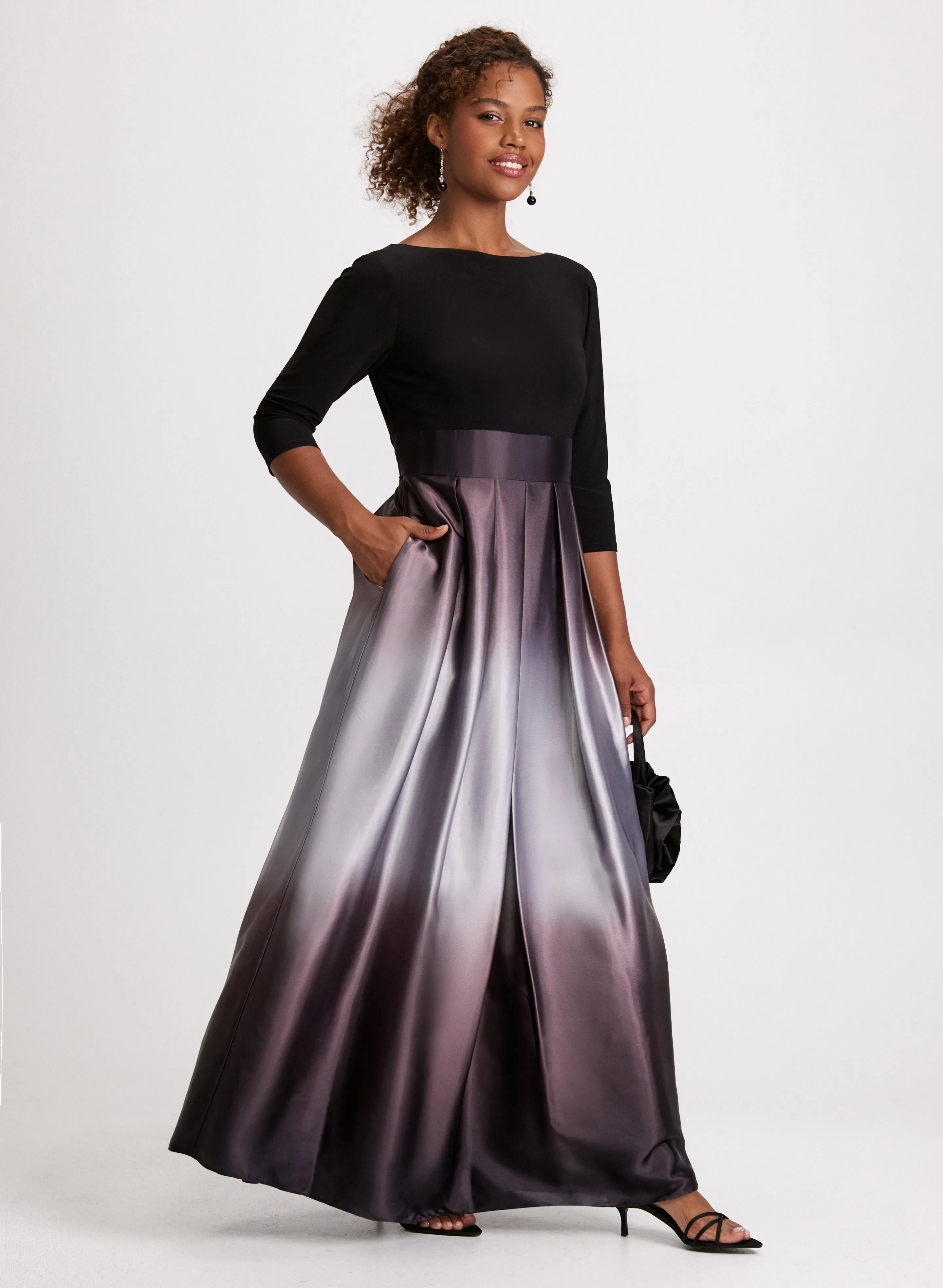 Pleated Ombre Effect Dress