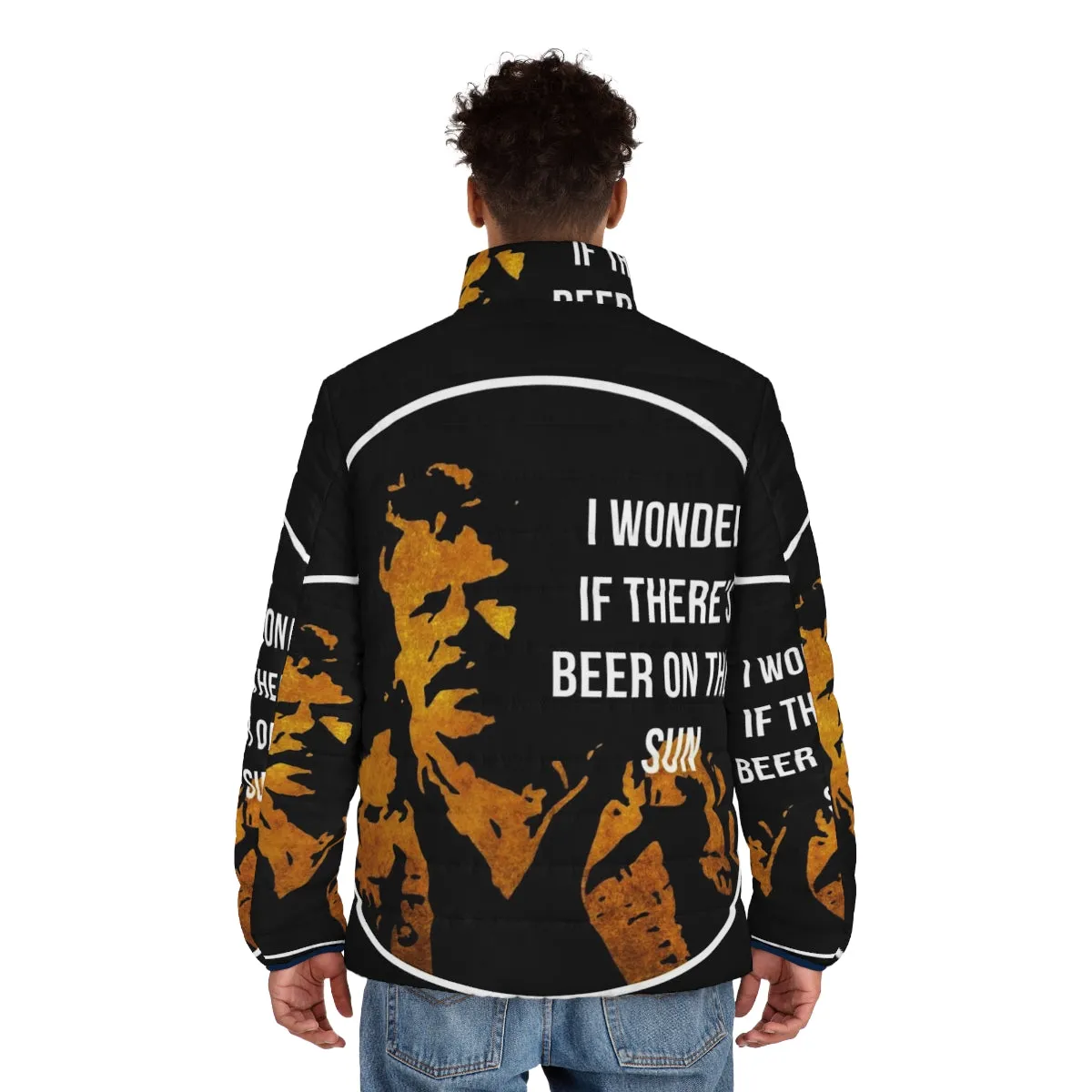 "Zap Rowsdower Beer Quote Puffer Jacket - A Cult Classic Meme Turned Apparel"