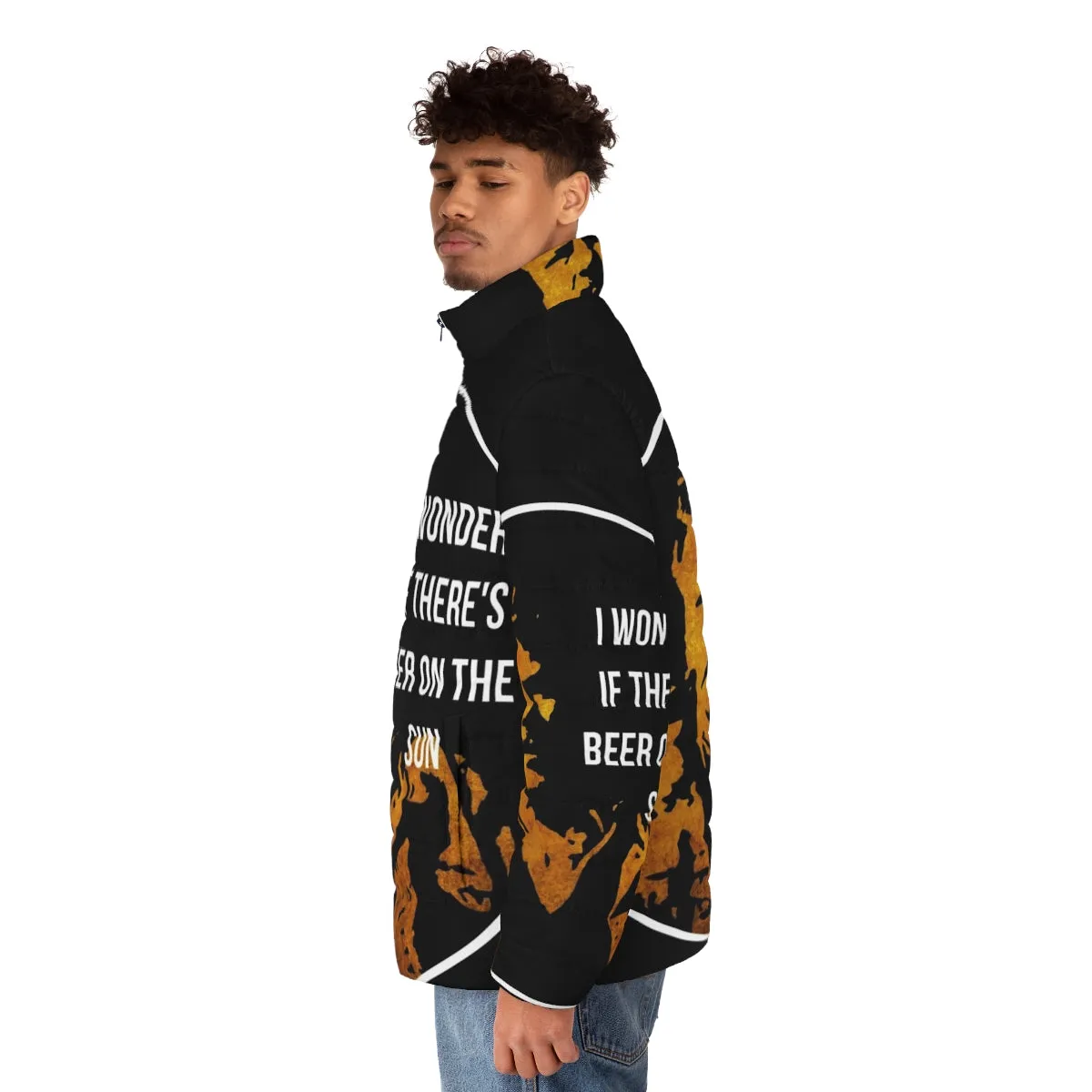 "Zap Rowsdower Beer Quote Puffer Jacket - A Cult Classic Meme Turned Apparel"