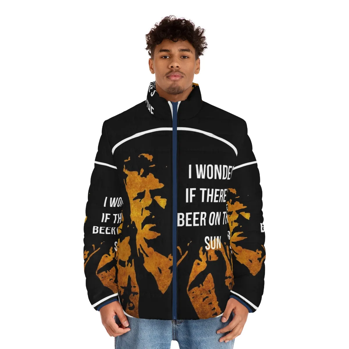 "Zap Rowsdower Beer Quote Puffer Jacket - A Cult Classic Meme Turned Apparel"