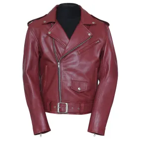 Real Biker Belted Red Leather Jacket