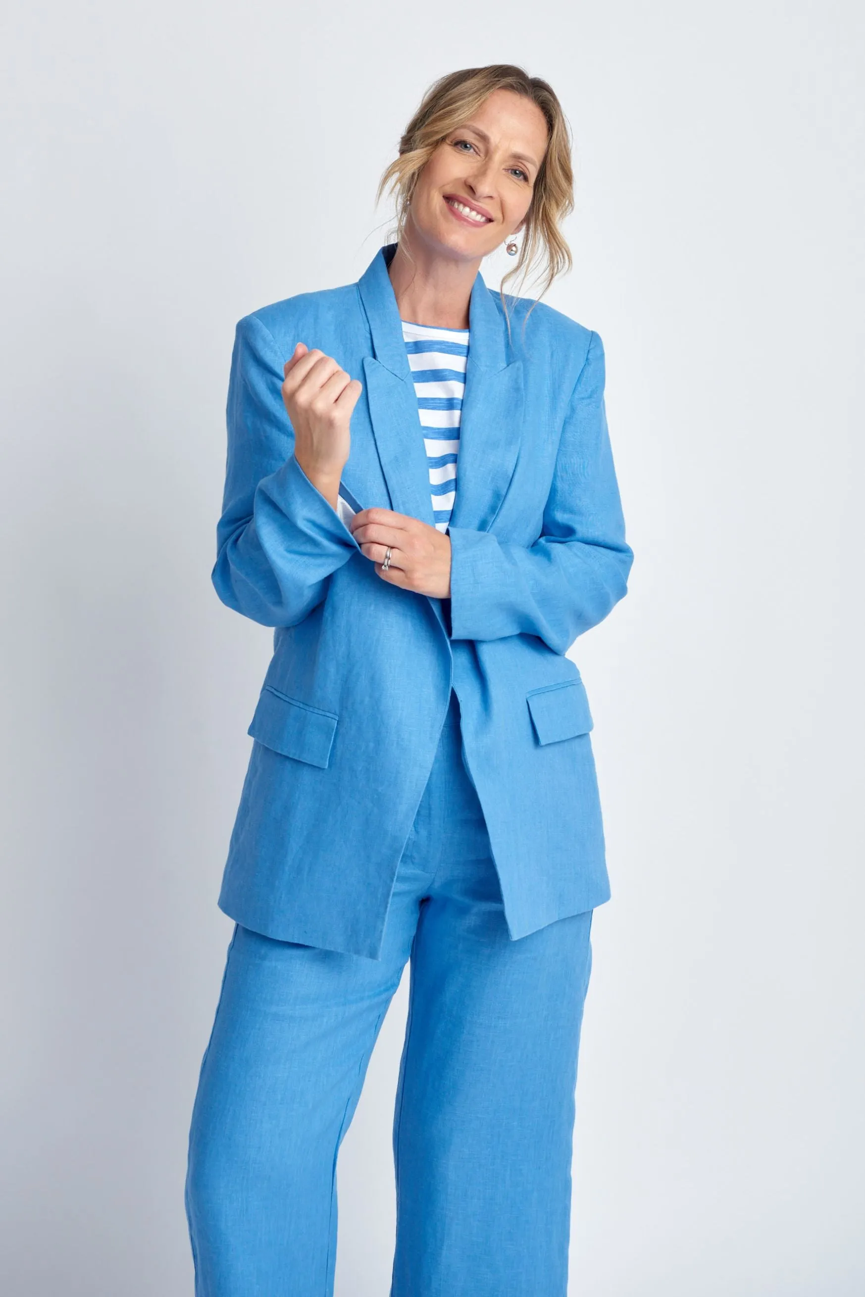 Relaxed Linen Blazer Regatta Blue