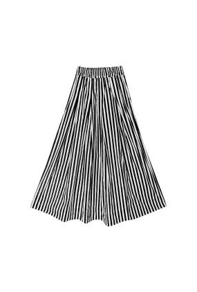 Smocked Waist Maxi Skirt - Black and White Stripe