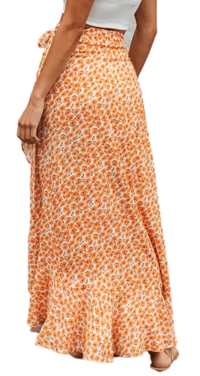 Soft Poly-Blend Ultra-High Rise Maxi Skirt: Elegant Open Front Design