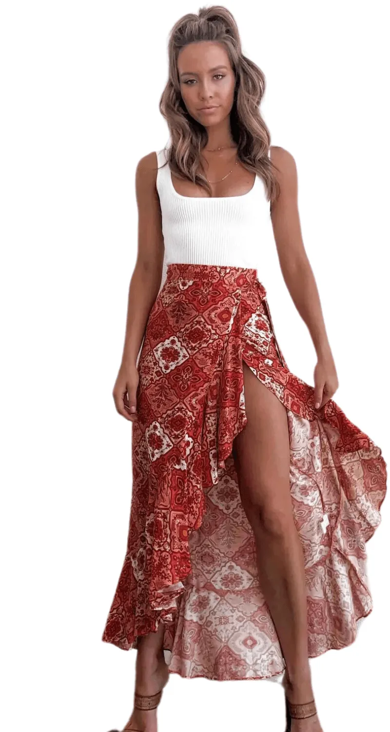 Soft Poly-Blend Ultra-High Rise Maxi Skirt: Elegant Open Front Design