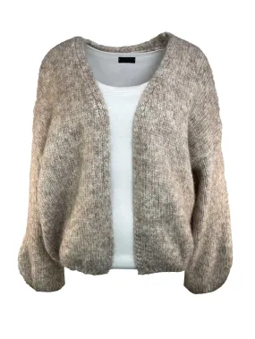 Strickcardigan Fransen taupe