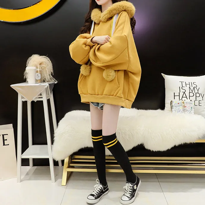 Thickened Plush Hooded Sweatshirt Jacket