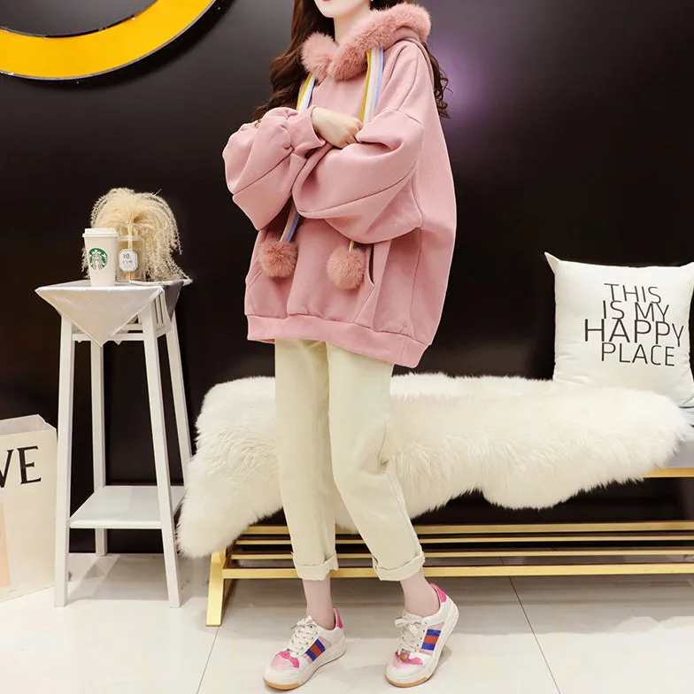 Thickened Plush Hooded Sweatshirt Jacket