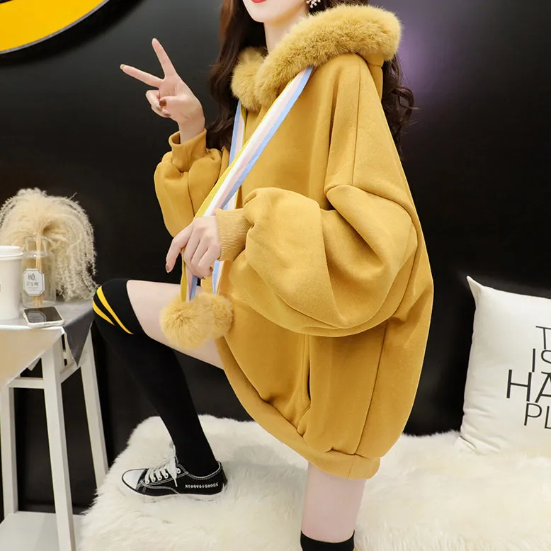 Thickened Plush Hooded Sweatshirt Jacket