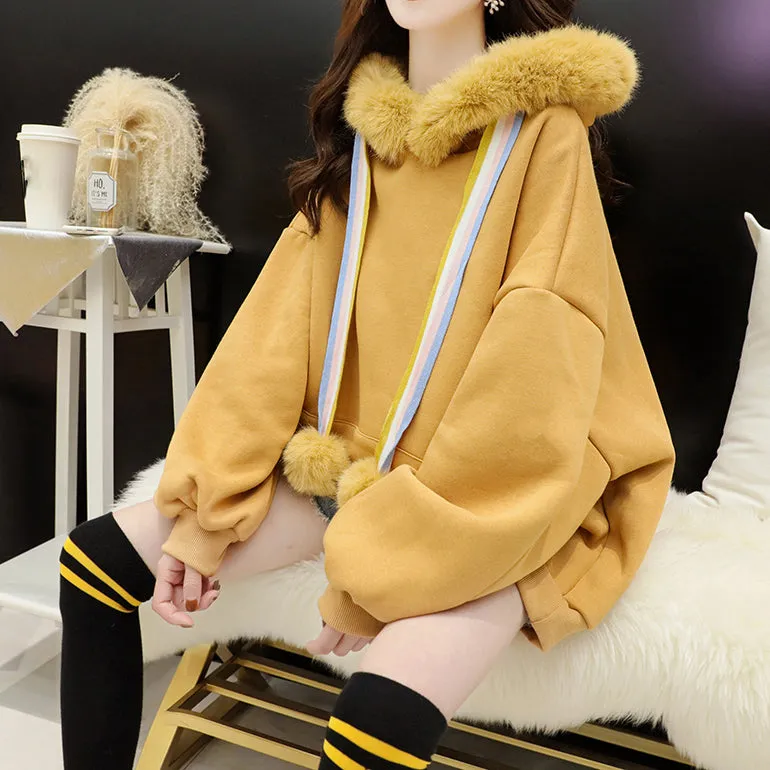 Thickened Plush Hooded Sweatshirt Jacket