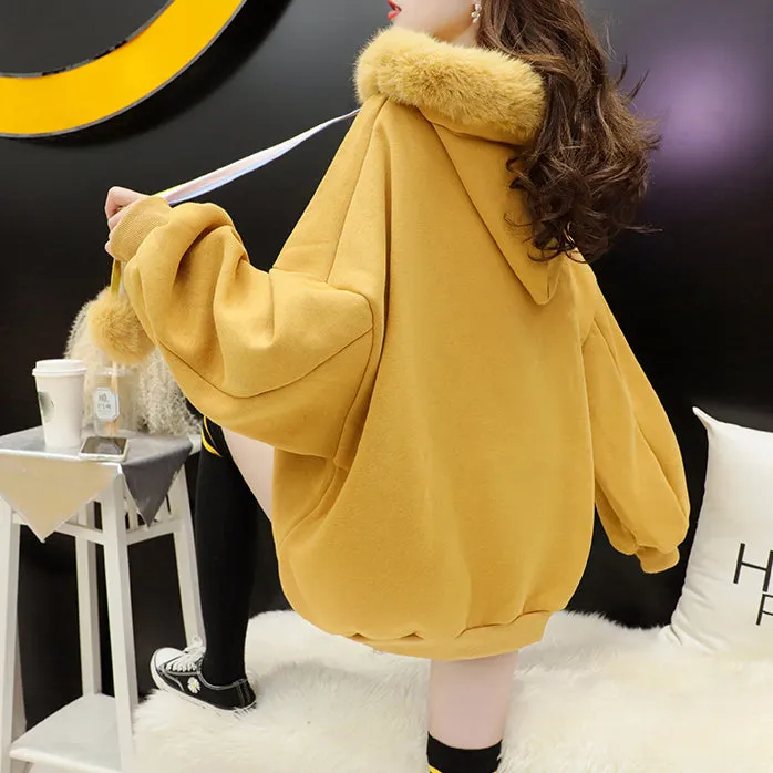 Thickened Plush Hooded Sweatshirt Jacket