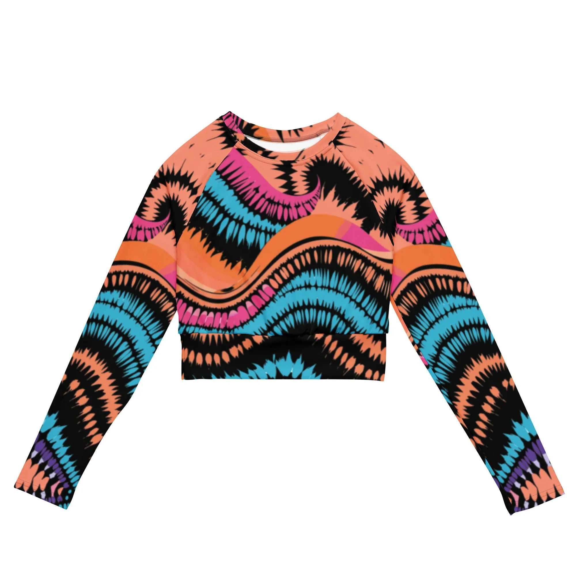 Tie-dye Recycled Long-sleeve Crop Top Peachy Crush Waves