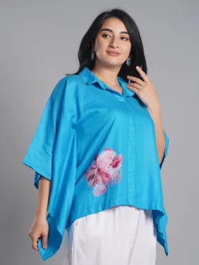 Turquoise Kaftan Top - Abstract Marble