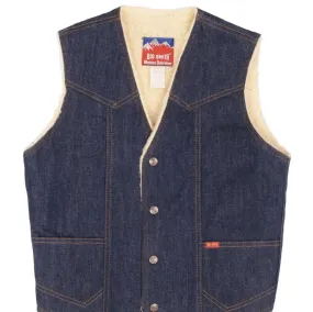 VINTAGE BIG SMITH SHERPA DENIM VEST SIZE SMALL MADE IN USA 1960S