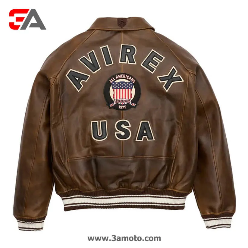 Vintage Brown Letterman Limited Edition Avirex Leather Jacket