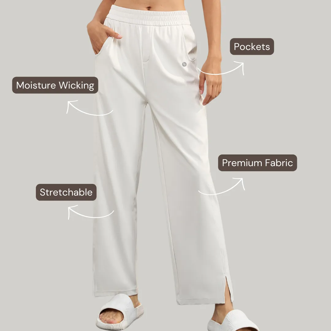 Wide-Legged Comfort Yoga Pants - White