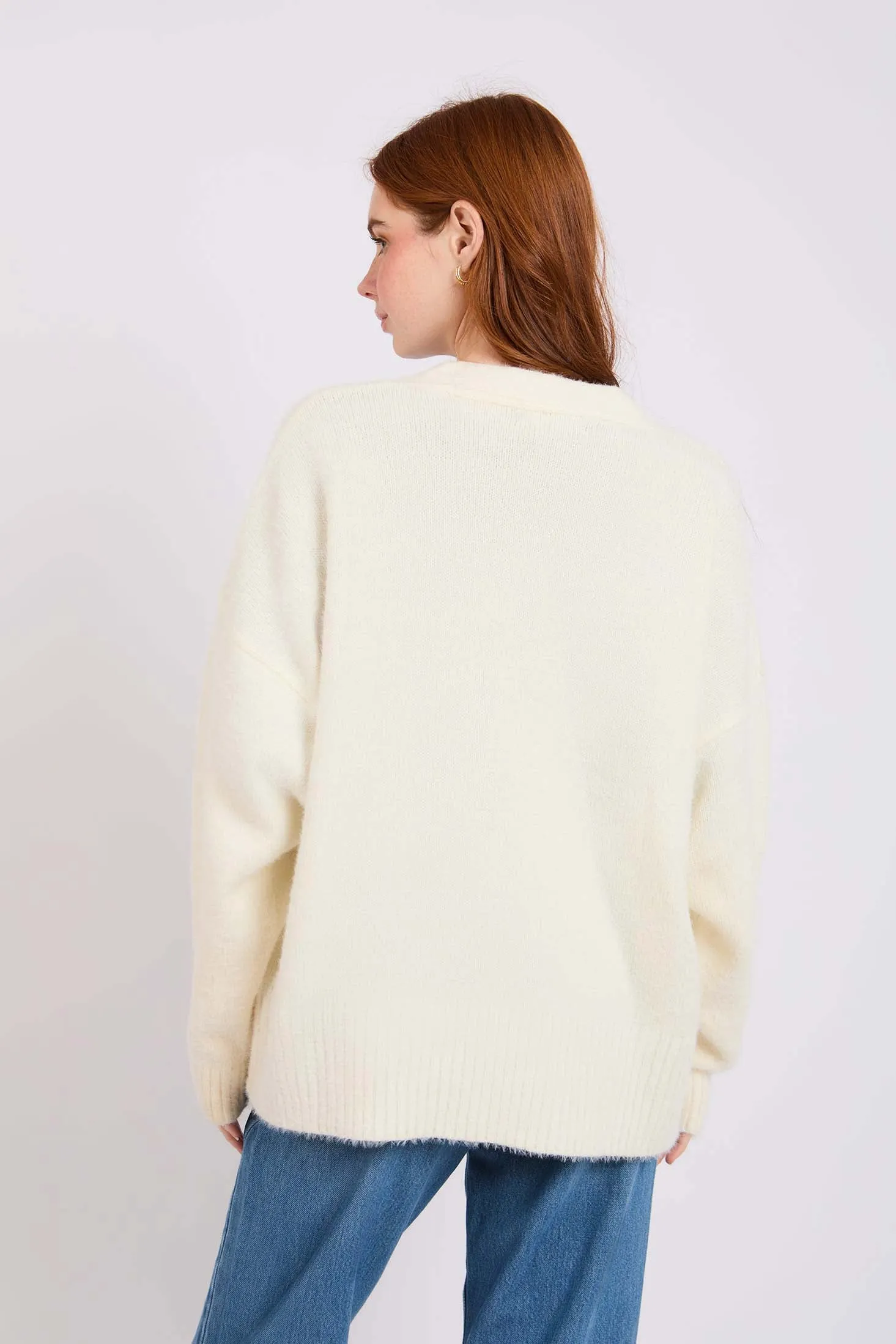 Women Short Loose Cardigan Off White