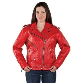 Women's Red Leather Jacket, LJ725-RED-SS-DL