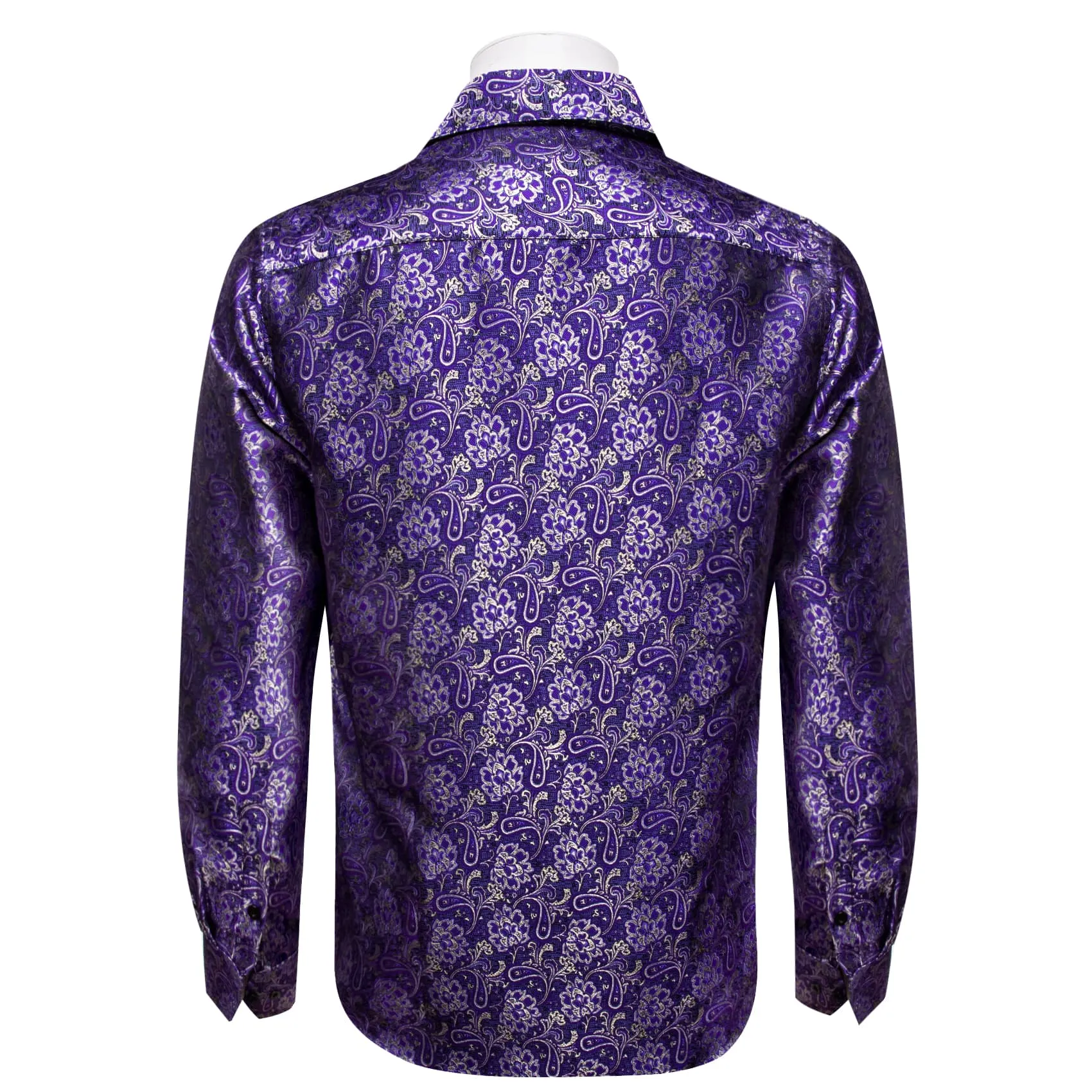 YourTies Dark Lavender Purple Men's Long Sleeve Shirt Men's Floral Top