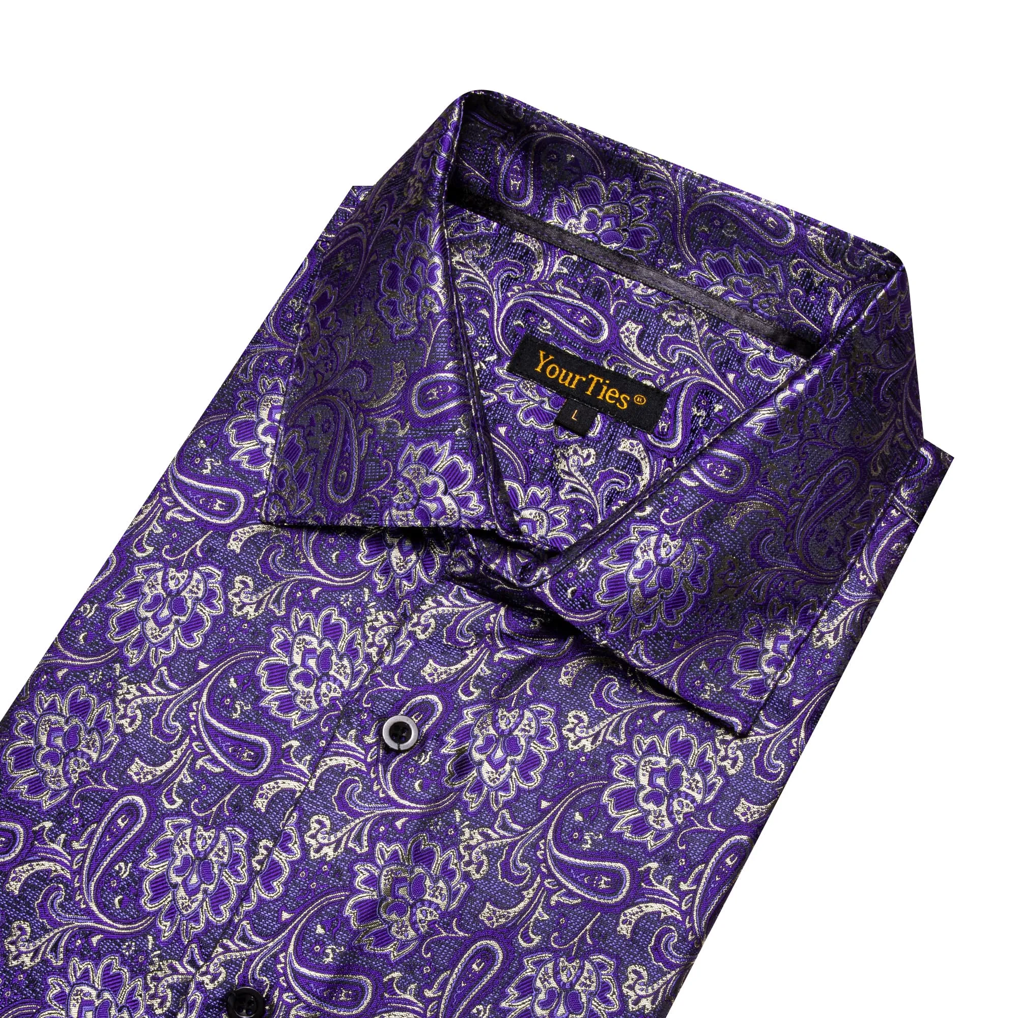 YourTies Dark Lavender Purple Men's Long Sleeve Shirt Men's Floral Top